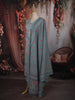 Slate Blue Floral Printed Design Cotton Straight Cut Salwar Suit with Dupatta