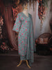 Slate Blue Floral Printed Design Cotton Straight Cut Salwar Suit with Dupatta