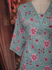 Slate Blue Floral Printed Design Cotton Straight Cut Salwar Suit with Dupatta