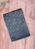 Slate Blue Floral Printed Design Linen Cotton Saree