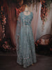 Slate Blue Floral Thread and Beads Embroidered Design Net Lehenga with Dupatta