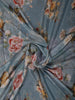 Slate Blue Floral Woven Design Pure Tussar Saree with Thread Embroidered Border