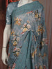 Slate Blue Floral Woven Design Pure Tussar Saree with Thread Embroidered Border