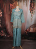Slate Blue Heavy Sequins and Beads Embroidered Design Tissue Part Wear Palazzo Suit