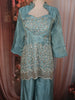 Slate Blue Heavy Sequins and Beads Embroidered Design Tissue Part Wear Palazzo Suit