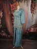Slate Blue Heavy Sequins and Beads Embroidered Design Tissue Part Wear Palazzo Suit