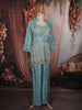 Slate Blue Heavy Sequins and Beads Embroidered Design Tissue Part Wear Palazzo Suit