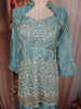 Slate Blue Heavy Sequins and Beads Embroidered Design Tissue Part Wear Palazzo Suit