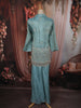 Slate Blue Heavy Sequins and Beads Embroidered Design Tissue Part Wear Palazzo Suit
