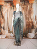 Slate Blue Heavy Stone Embellished Design Pure Organza Party Wear Saree with Designer Border