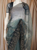 Slate Blue Heavy Stone Embellished Design Pure Organza Party Wear Saree with Designer Border
