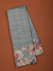 Slate Blue Mini Checked Zari Woven Design Semi Tussar Saree with Floral Border