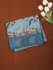 Slate Blue Traditional Printed Design Crepe Silk Saree with Motif Border