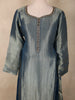 Slate Blue Zari Woven Design Tissue Straight Cut Salwar Suit with Dupatta