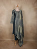 Slate Blue Zari Woven Design Tissue Straight Cut Salwar Suit with Dupatta