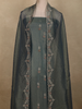 Slate Green Stone Embellished Design Tissue Silk Unstitched Salwar Material with Dupatta