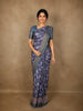 Slate Grey Abstract Printed Des Semi Tussar Saree