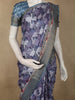 Slate Grey Abstract Printed Des Semi Tussar Saree