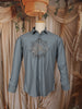Slate Grey Eagle Motif Stone Embellished Design Pure Cotton Party Wear Full Sleeve Men Sahirt