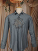 Slate Grey Eagle Motif Stone Embellished Design Pure Cotton Party Wear Full Sleeve Men Sahirt