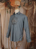 Slate Grey Eagle Motif Stone Embellished Design Pure Cotton Party Wear Full Sleeve Men Sahirt