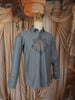 Slate Grey Eagle Motif Stone Embellished Design Pure Cotton Party Wear Full Sleeve Men Sahirt
