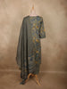 Slate Grey Floral Printed Design Cotton Salwar Suit with Dupatta