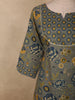 Slate Grey Floral Printed Design Cotton Salwar Suit with Dupatta