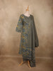 Slate Grey Floral Printed Design Cotton Salwar Suit with Dupatta