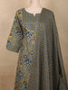 Slate Grey Floral Printed Design Cotton Salwar Suit with Dupatta