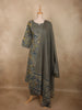 Slate Grey Floral Printed Design Cotton Salwar Suit with Dupatta