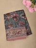 Slate Grey Floral Printed Design Linen Cotton Casual Wear Saree