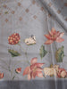 Slate Grey Floral Printed Design Tussar Saree with Designer Border