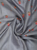Slate Grey Floral Thread Embroidered Design Pure Tussar Saree with Floral Border