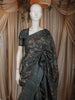 Slate Grey Floral Woven Design Pure Tussar Saree with Sequins Border