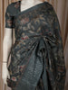 Slate Grey Floral Woven Design Pure Tussar Saree with Sequins Border