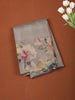 Slate Grey Mini Checked Zari Woven Design Semi Tussar Saree with Floral Border