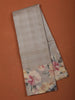 Slate Grey Mini Checked Zari Woven Design Semi Tussar Saree with Floral Border