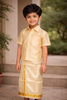 Sandal Silk Dhoti with Matching Half Sleeve Shirt