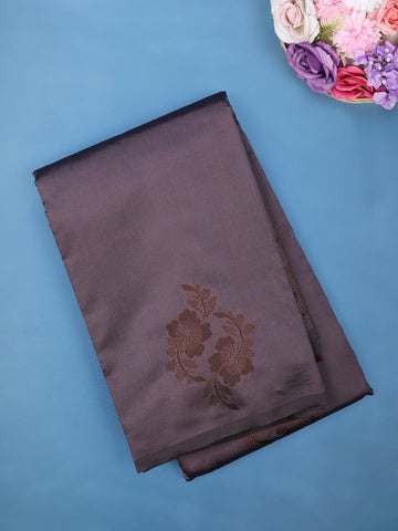 Smokey Purple Floral Design Soft Silk Saree - Diadem