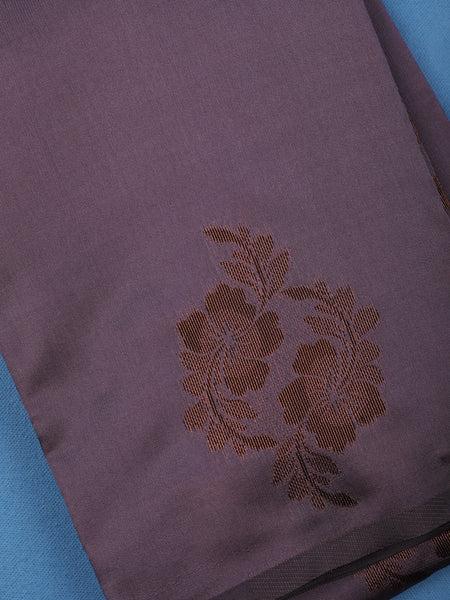 Smokey Purple Floral Design Soft Silk Saree - Diadem