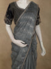 Smoky Charcoal Grey Striped Design Organza Designer Saree with Matching Blouse