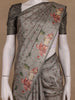 Smoky Grey Floral Design Tussar Silk Saree - Diadem