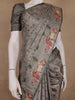 Smoky Grey Floral Design Tussar Silk Saree - Diadem