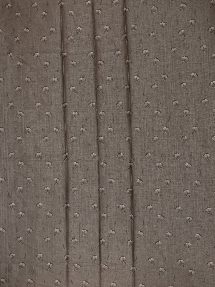 Smoky Grey Floral Design Tussar Silk Saree - Diadem