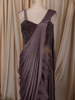 Smoky Mauve Purple Heavy Crystal and Beads Embroidered Design Crepe Ready To Wear Saree with Corset Style Fitted Bodice