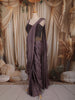Smoky Mauve Purple Heavy Crystal and Beads Embroidered Design Crepe Ready To Wear Saree with Corset Style Fitted Bodice