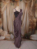 Smoky Mauve Purple Heavy Crystal and Beads Embroidered Design Crepe Ready To Wear Saree with Corset Style Fitted Bodice