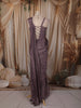 Smoky Mauve Purple Heavy Crystal and Beads Embroidered Design Crepe Ready To Wear Saree with Corset Style Fitted Bodice
