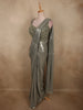 Smoky Green Solid Design Organza Ready to Wear Saree with Designer Blouse